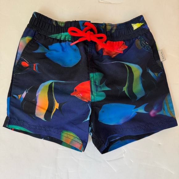 NWT PAUL SMITH Baby Swim Shorts Bathing Suit Ocean Tropical Fish Print Size 6M - Picture 9 of 12
